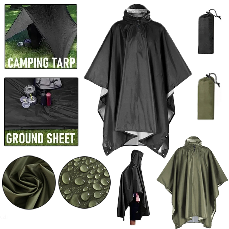 Camping Rain Poncho - Capa de chuva militar 3 em