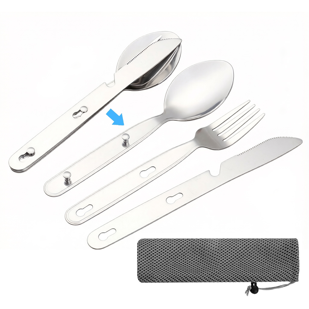 Outdoor Camping Dining Set - Conjunto de 3 Peças de Talheres