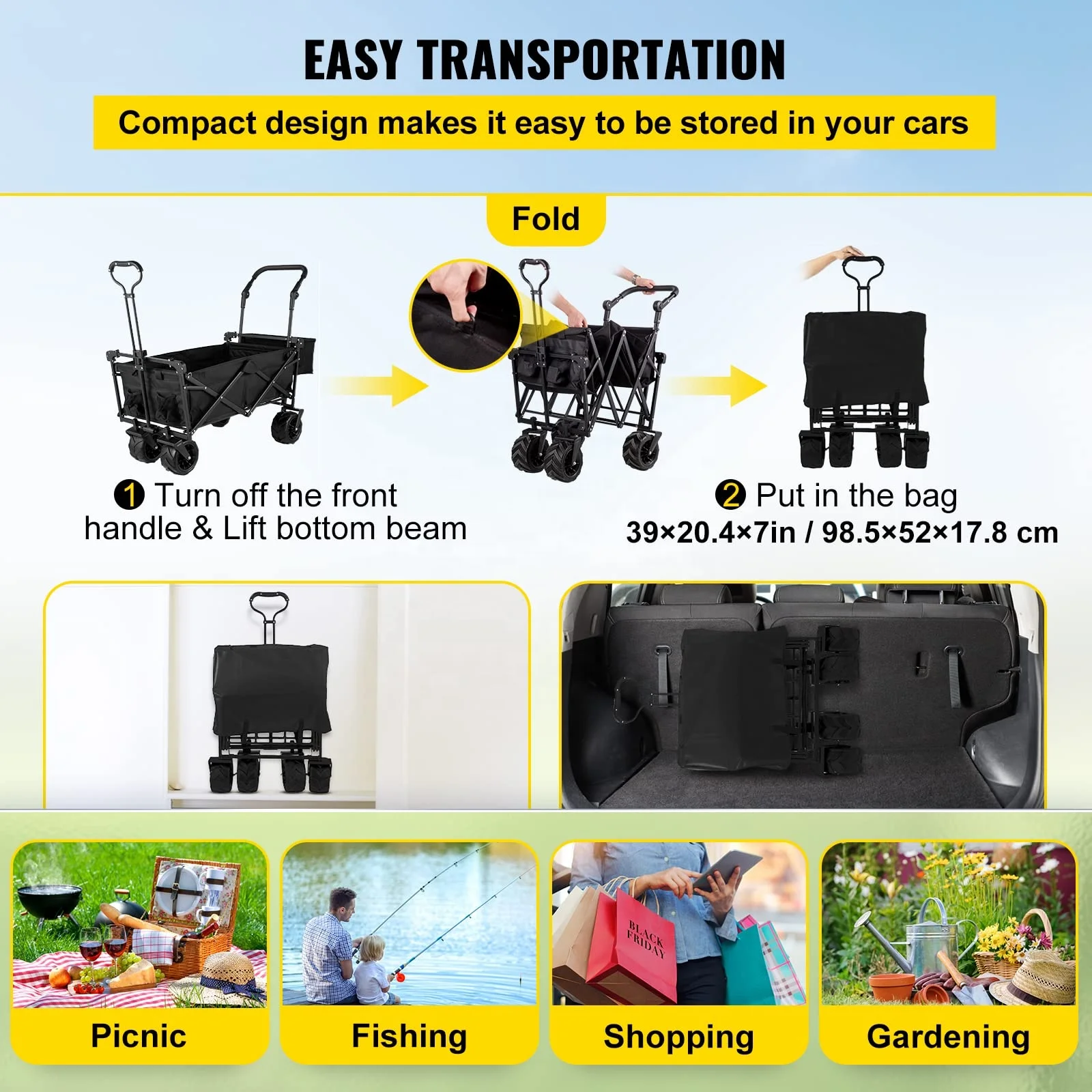 Carrinho de Camping Dobrável p - Outdoor Camping Trolley avaliação e preço