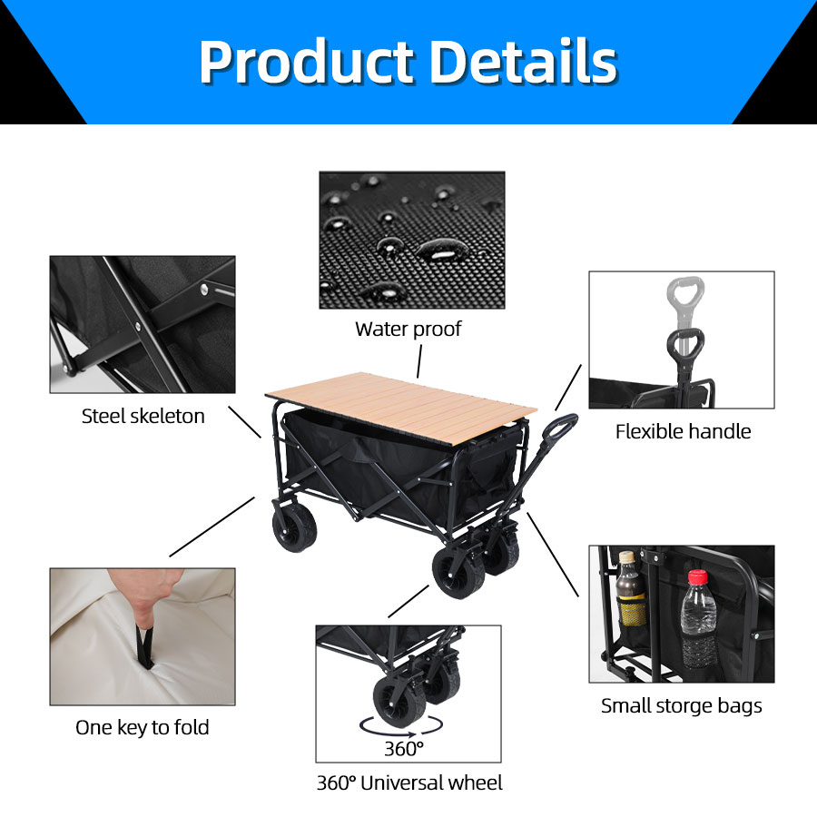 Carrinho Dobrável de Grande Ca - Outdoor Camping Trolley avaliação e preço