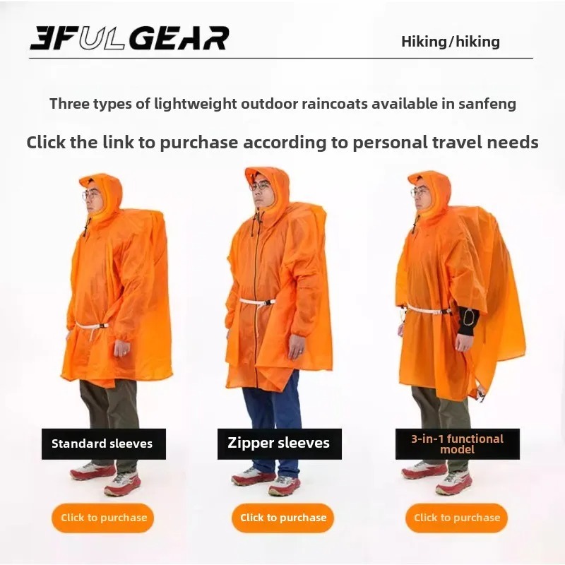 Poncho de Chuva Ultraleve 3F U - Camping Rain Poncho avaliação e preço