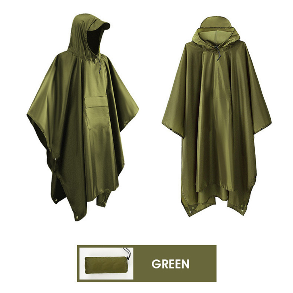 Poncho de chuva com capuz e bo - Camping Rain Poncho avaliação e preço