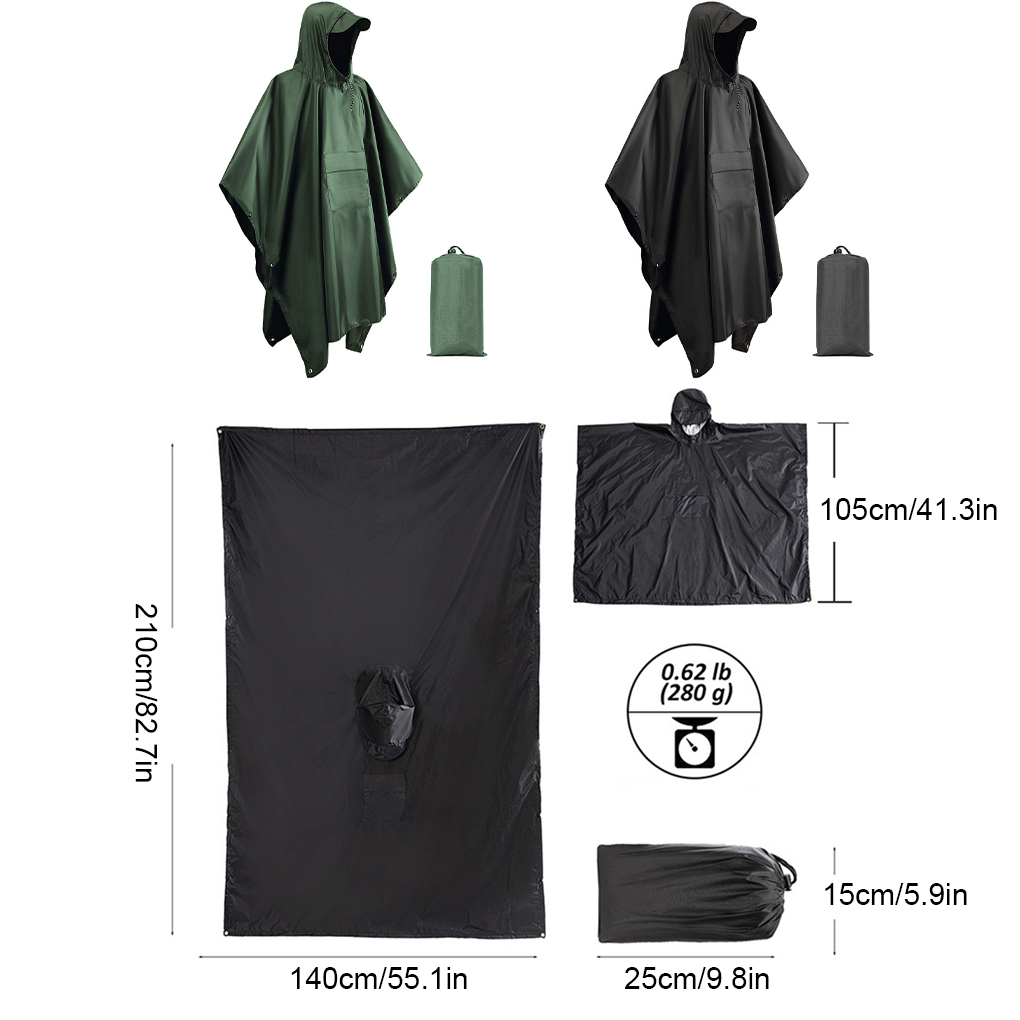 Poncho de chuva com capuz e bo - Camping Rain Poncho avaliação e preço
