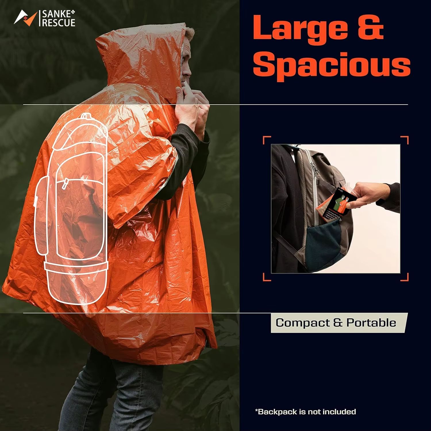 Poncho de Emergência para Chuv - Camping Rain Poncho avaliação e preço